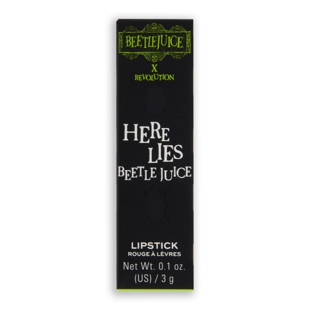 NEW Beetlejuice x Revolution Here Lies Beetlejuice Lipstick Pinky Nude Satin